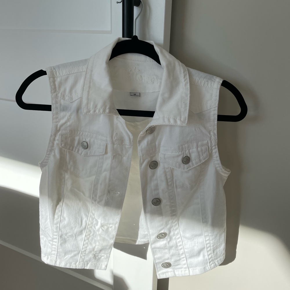 Wallflower White Denim Vest